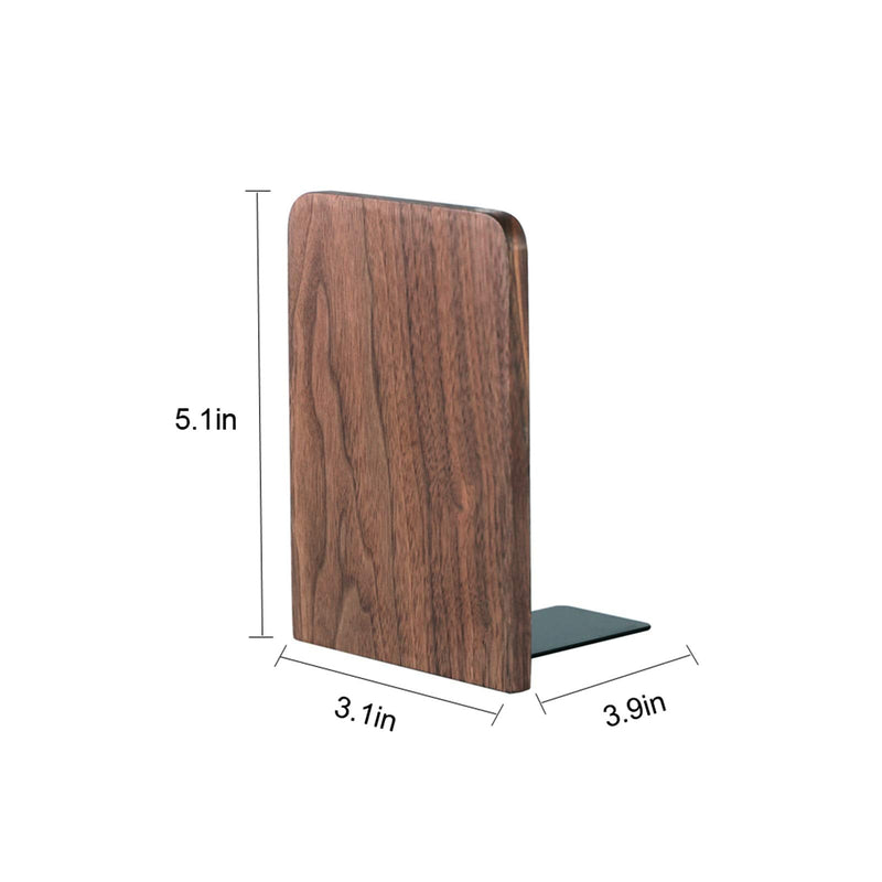 [Australia - AusPower] - Muso Wood Book Ends for Shelves, Non-Slip Bookends, Heavy Duty Wooden Bookend Support for Books and Movies (Walnut 1 Pairs) Walnut-1 Pairs 