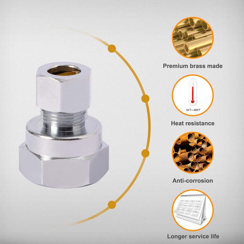 [Australia - AusPower] - SUNGATOR 3-Pack Compression Connector Fitting, 1/2" Female Pipe NPT Thread by 3/8" Male Compression with an Extra Sealing Tape 