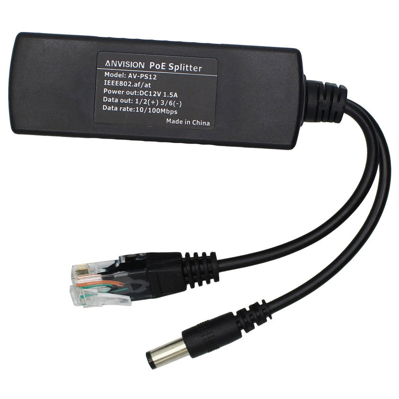 [Australia - AusPower] - ANVISION 4-Pack 12V DC Output Active PoE Splitter Adapter, IEEE 802.3af, 10/100Mbps, for IP Camera AP Voip Phone and More, AV-PS12 