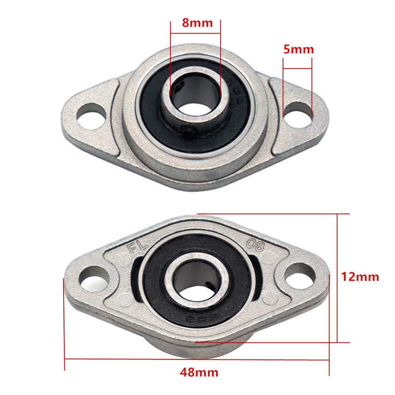 [Australia - AusPower] - Eowpower 4Pcs 8mm Bore Diameter Flanged Ball Mounted Pillow Block Insert Bearing 