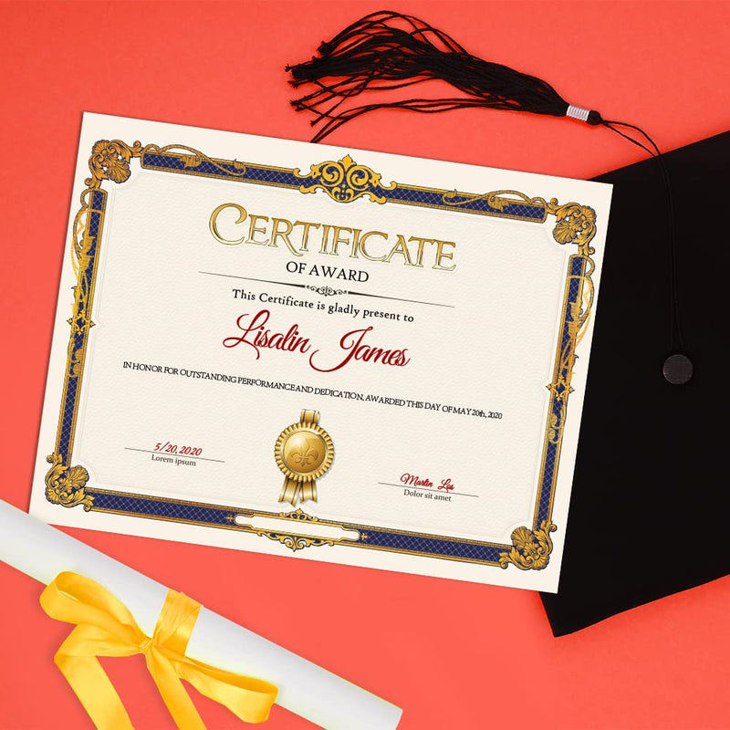 [Australia - AusPower] - Award Certificate Paper, 50 Count Gold Foil Blank Certificate Paper Sheets, Laser and Inkjet Printer Friendly,8.5 x 11 inches 