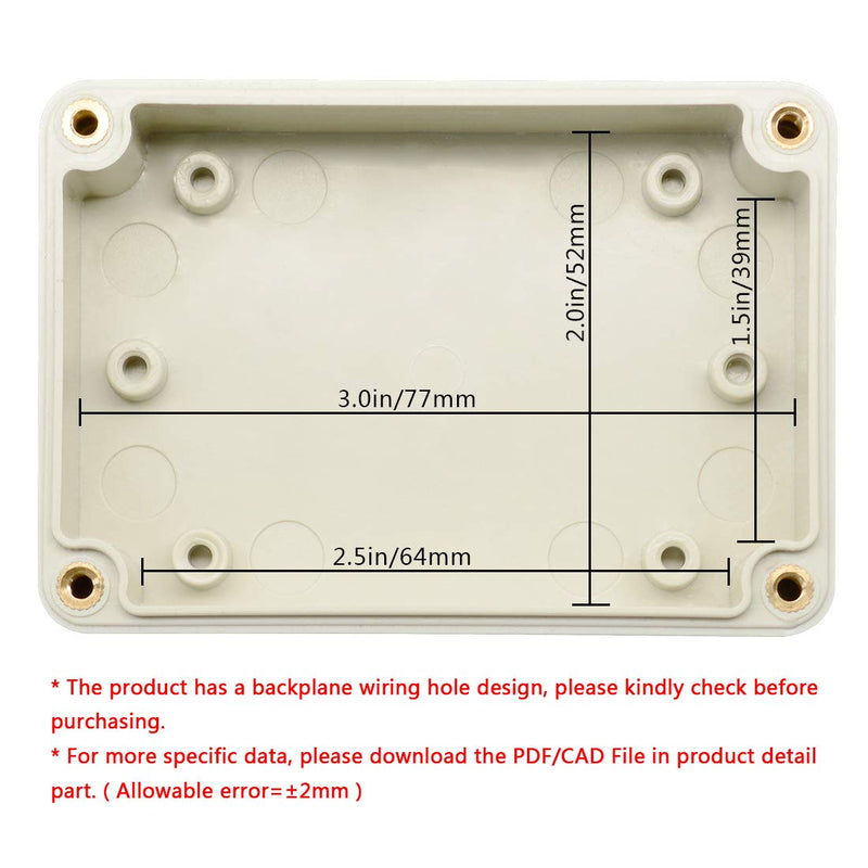 [Australia - AusPower] - LeMotech Waterproof Dustproof IP65 ABS Plastic Junction Box Universal Electric Project Enclosure Pale Gray 3.3 x 2.3 x 1.3 inch (83 x 58 x 33 mm) 3.3"x2.3"x1.3" 