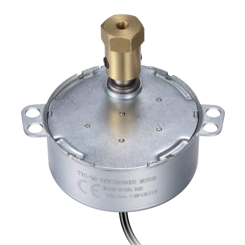 [Australia - AusPower] - 5/6 RPM Electric Synchronous Synchron turntable Motor with 7mm Flexible Coupling Connector - AC 100~127V 50/60Hz for Cup Turner, Tumbler Turner Cup Rotator, Cuptisserie & Microwave Oven. 5/6 rpm motor with connector 