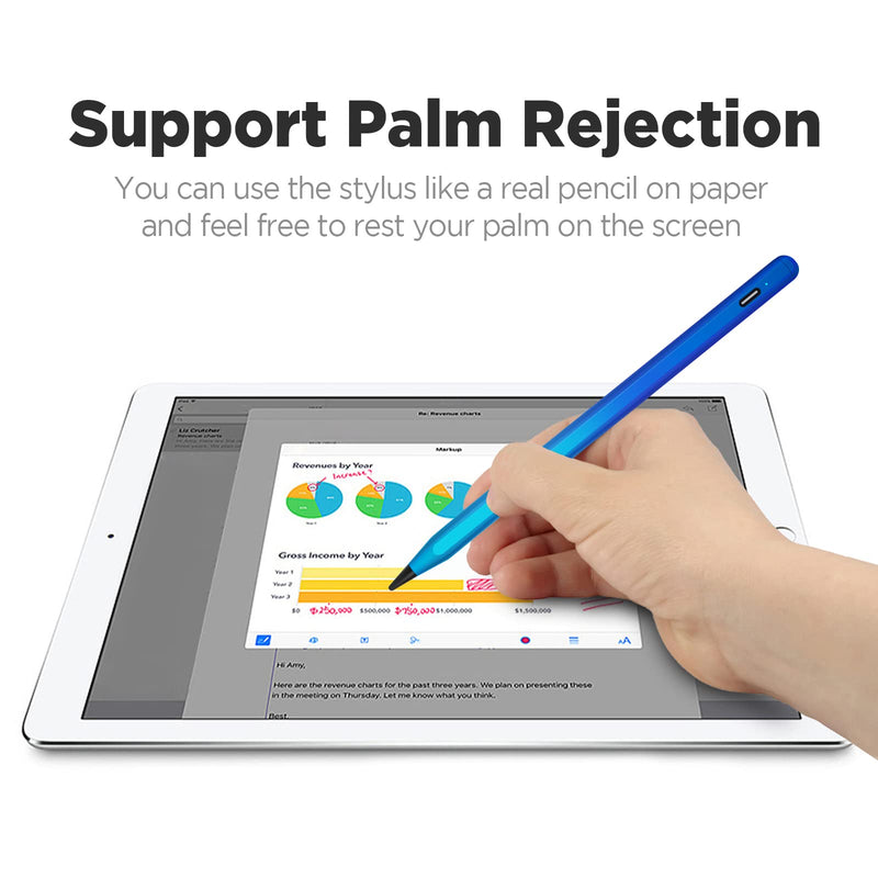 [Australia - AusPower] - Stylus Pen with Palm Rejection for (2018-2020) iPad Pro (11/12.9 Inch), Magnetic Adsorption Pencil Stylus Compatible with ipad 9th/8th/7th/6th Gen, iPad Mini 6th/5th Gen, iPad Air 3rd/4th Gen Gradient Blue 