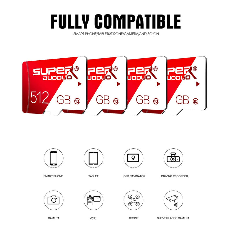 [Australia - AusPower] - Micro SD Card 512GB TF Memory Card 512GB Class 10 High Speed Memory Card with Adapter for Camera, Phone, Computer,Dash Came,Tachograph,Tablet,Drone(512gb) XHB-512GB 