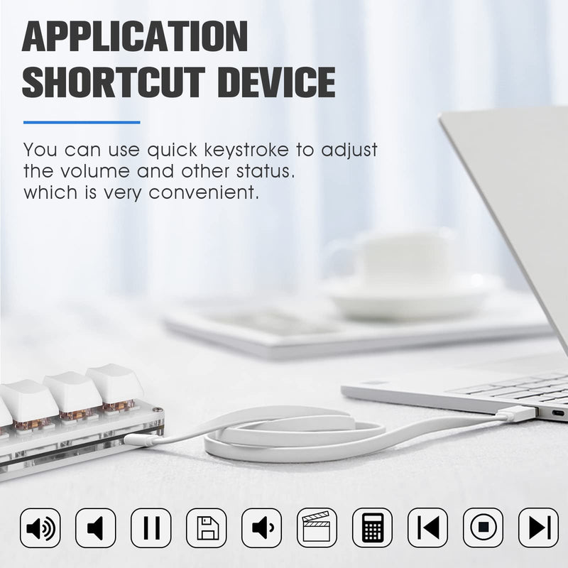 [Australia - AusPower] - Ecarke Mini 4-Key Keypad Mechanical Gaming Keyboard, Set by Yourself Programming with 1.5m USB Data Cable（Upgrade Cherry Shaft & RGB LED） White 