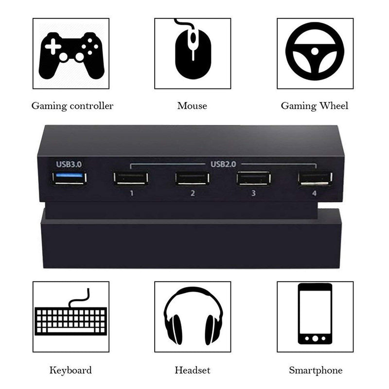 [Australia - AusPower] - Linkstyle 5 Port HUB for PS4, USB 3.0 High Speed Charger Controller Splitter Expansion for Playstation 4 PS4 Console (Not for PS4 Slim, PS4 PRO) 