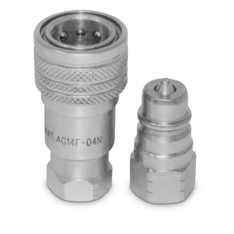 [Australia - AusPower] - 1/4” Ag ISO 5675 Hydraulic Quick Connect Pioneer Style Couplers, 1/4” NPT Thread, 2 Sets 