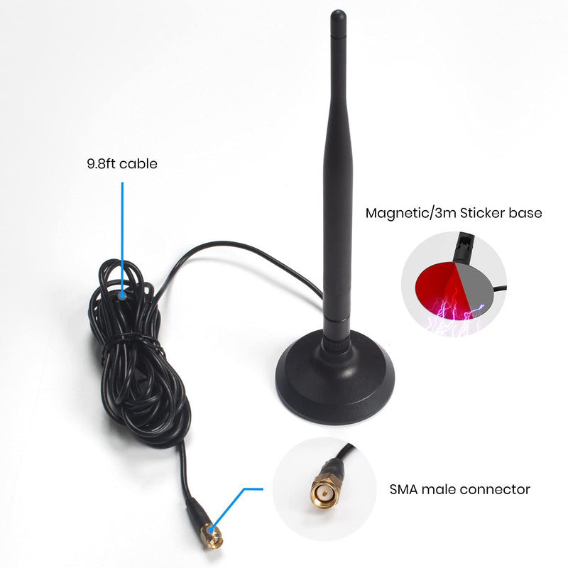 [Australia - AusPower] - AUTO-VOX HD Extension Antenna with Magnetic Stand Base 11.5 Ft Cable,66 Ft Long-Range Reception, 2.4GHz, SMA Male Connector, for Solar1/W7PRO/W10 B: Antenna 