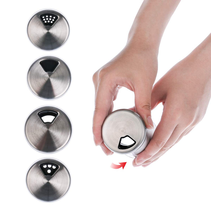 [Australia - AusPower] - bonris Stainless Steel Salt and Pepper Shakers Set Stainless Steel with Glass Bottom Salt and Pepper Shakers with Adjustable Pour Holes 1 Stainless Steel Double 