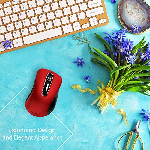 [Australia - AusPower] - memzuoix 2.4G Wireless Mouse, 1200 DPI Mobile Optical Cordless Mouse with USB Receiver, Portable Computer Mice Wireless Mouse for Laptop, PC, Desktop, MacBook, 5 Buttons, Red 