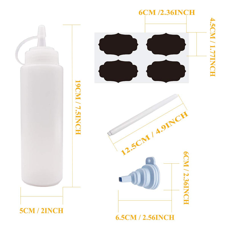 [Australia - AusPower] - Squeeze Bottle Condiment Squeeze Bottles Plastic ketchup Squeeze Squirt bottle For Sauce,BBQ, Dressing, Paint, Workshop, Pancake Art Dispenser 12 pack 8 OZ 8 OZ 12 PACK 