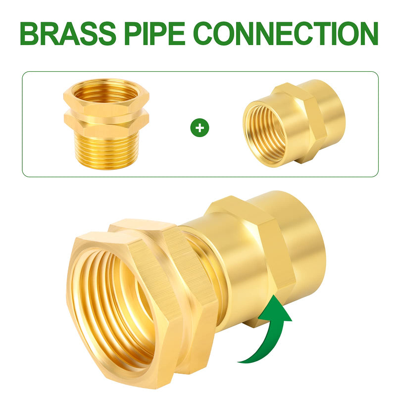 [Australia - AusPower] - TAISHER 6 PCS Brass 3/4" GHT Female x 3/4" NPT Male Garden Hose Fittings and Adapters With 4 PCS Black Garden Hose Washers 6PCS 3/4" Female x 3/4" MNPT 