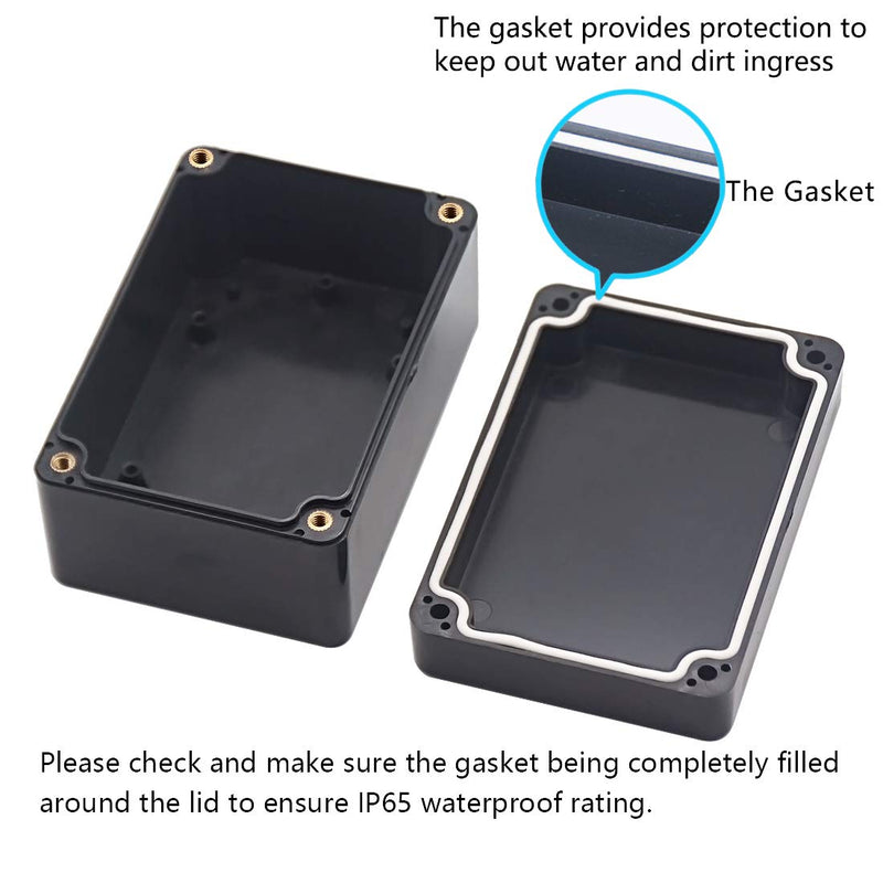 [Australia - AusPower] - Zulkit Project Box ABS Plastic IP65 Waterproof Dustproof Electrical Junction Box Enclosure Black 3.94 x 2.68 x 1.97 inch (100X68X50mm) (Pack of 2) 3.94" x 2.68" x 1.97"(Pack of 2) 