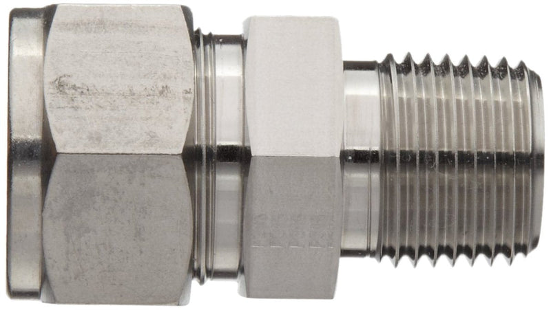 [Australia - AusPower] - Brennan N2404-08-06-SS Stainless Steel Compression Tube Fitting, Straight Adapter, 1/2" Tube OD x 3/8" NPT Male 1/2" x 3/8" 