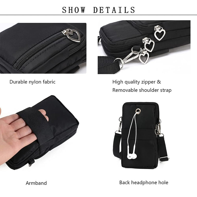 [Australia - AusPower] - Women Crossbody Cell Phone Purse Case Armband Bag for iPhone 12, 13 Mini, 13 Pro Max, BLU G90 Pro, G9 Pro, G91 Pro Black 