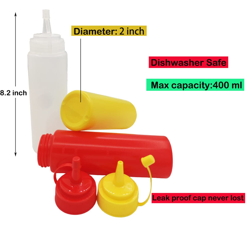[Australia - AusPower] - Condiment Squeeze Bottles(3Pcs-13.5oz),with Leak-Proof Cap and Scale Line.Plastic Squeeze Squirt Bottles for Sauces, Ketchup,Mustard,Oil, Salad and More. 