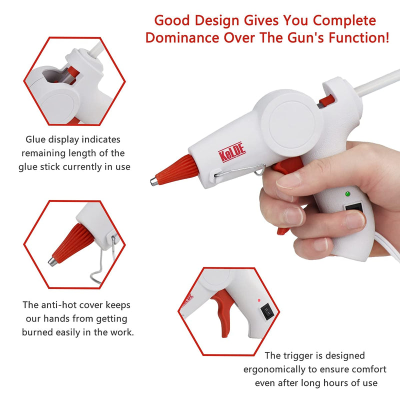 [Australia - AusPower] - KeLDE Dual Temperature Hot Glue Gun - Mini Size Glue Gun with 25PCS Hot Glue Sticks and Rubber Pad for DIY, Carft Projects and Home Repair, 20Watts 