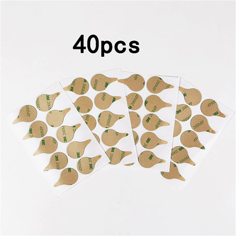 [Australia - AusPower] - Kicada Sticky Circles, No-Residue Mini Windshield Undercovers for Hiding Lavalier Lapel Microphones On Clothes to Reduce Wind Noise, Pack of 40 Sticker, 20 Fabric Circle of Each Black and White 