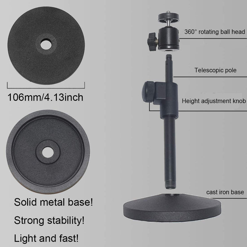 [Australia - AusPower] - Desktop Mini Projector Stand, Angle Adjustable Mini Projector Stand 1/4in Mounting Screw, Length 8-12in，Load 6.6 lbs/3kg 360° Rotatable Projector CCTV DVR B-Black 