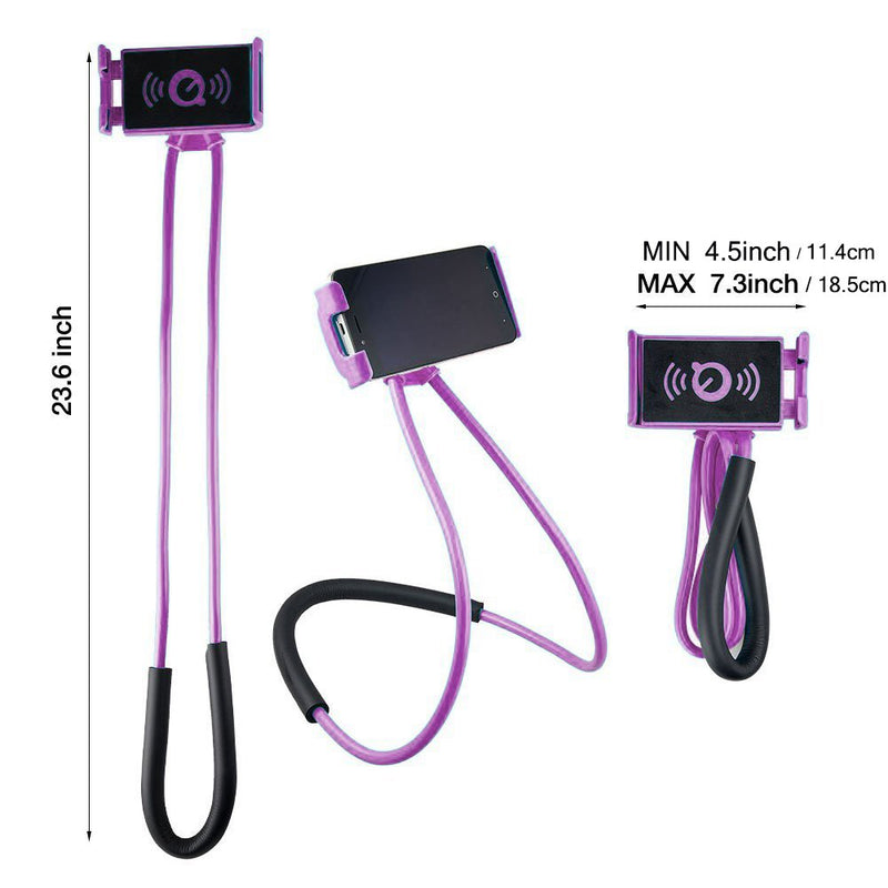 [Australia - AusPower] - Lazy Cell Phone Holder - Universal Phone Holder to Wear Around Neck Lazy Bracket Free Rotating Smart Mobile Phone Mount Stand Purple 