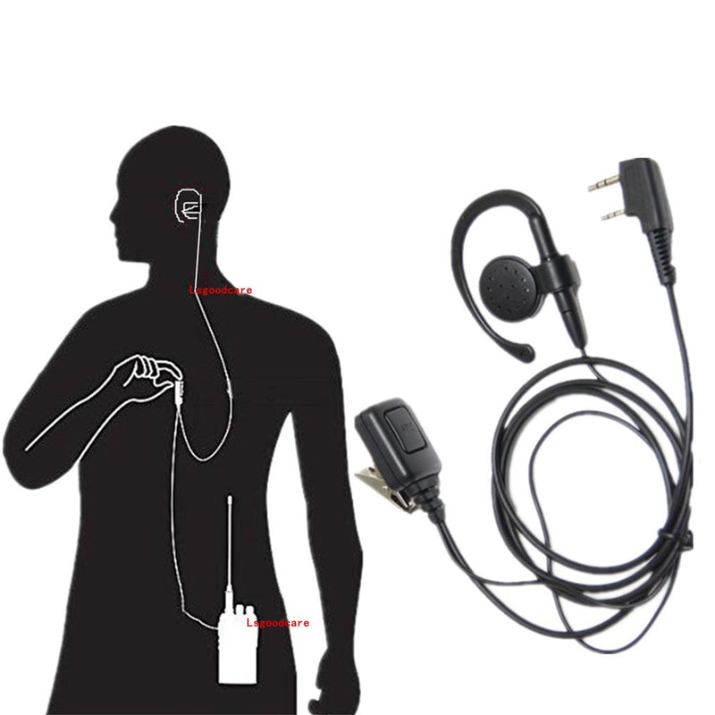 [Australia - AusPower] - 2 Pin Ear- Clip Ear Hook Security Earpiece Headset Earphone PTT and Mic Compatible for Kenwood Two Way Radio TK3170 TK3173 TK3200 TK3201 Walkie Talkie, Pack of 5, Lsgoodcare 