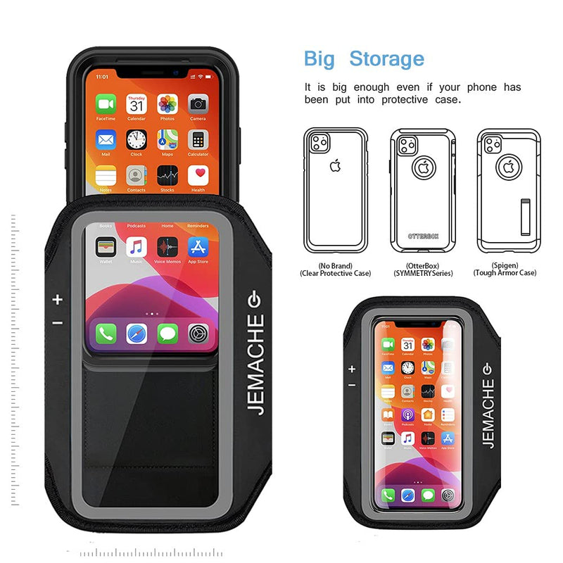 [Australia - AusPower] - iPhone 13 Pro, 12 Pro, 11 Pro, X, XS Armband, JEMACHE Water Resistant Gym Workouts Running Arm Band Case for iPhone X, XS, 11Pro, 12, 12Pro, 13, 13 Pro with Card Holder (Black) Black 