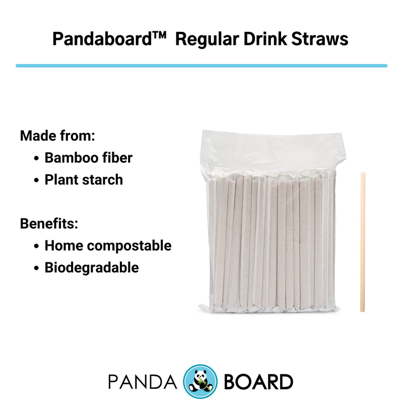 [Australia - AusPower] - PandaBoard Compostable Regular Bamboo Fiber Straws for Drinks - 200 pcs - No paper taste, long lasting, natural 6 mm diameter 