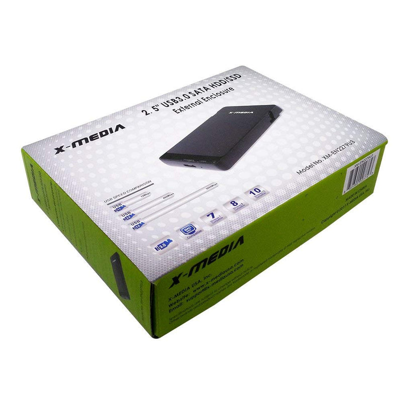 [Australia - AusPower] - X-MEDIA XM-EN2279U3 2.5-Inch Tool-Free USB 3.0 SATA Hard Disk Drive HDD External Enclosure Case for 7mm / 9.5mm 2.5-Inch SATA HDD and SSD 