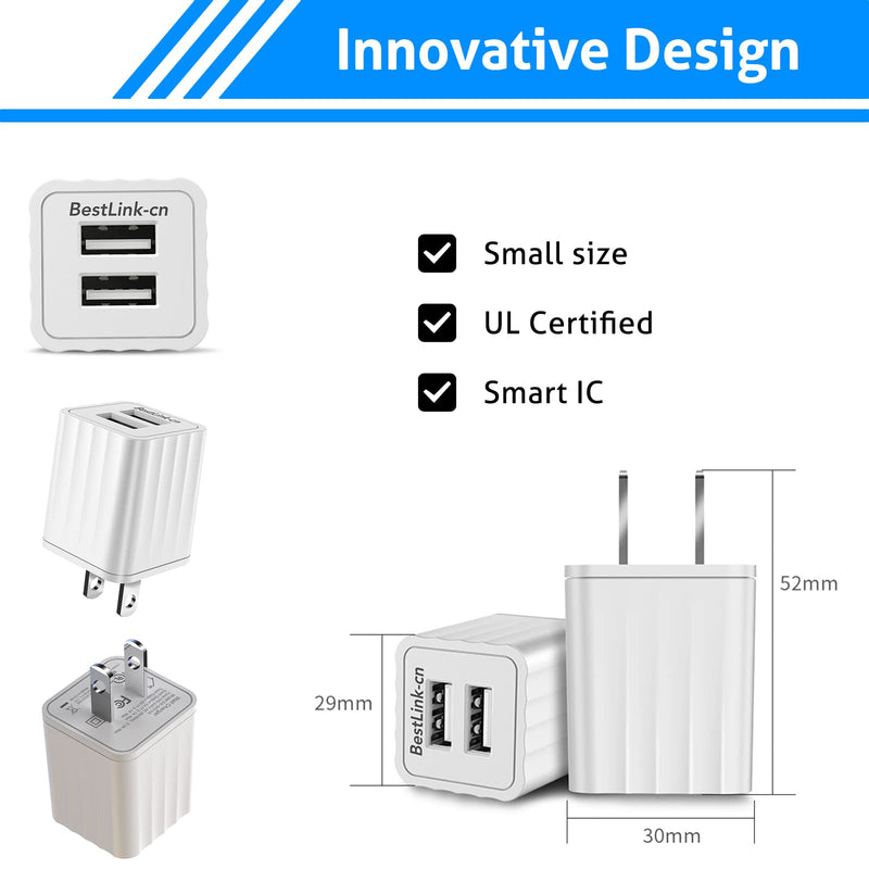 [Australia - AusPower] - BestLink-cn Dual Port USB Wall Charger Block Cube Plug Power Charging Adapter 5V 2.1A Brick for Android & Windows Smartphones and More 