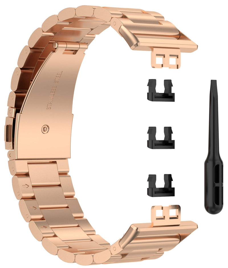 [Australia - AusPower] - TenCloud Bands Compatible with Huawei Watch Fit Smartwatch Solid Stainless Steel Wristband Link Metal Watch Band for Watch Fit Accessories (Rose Gold) Rose Gold 