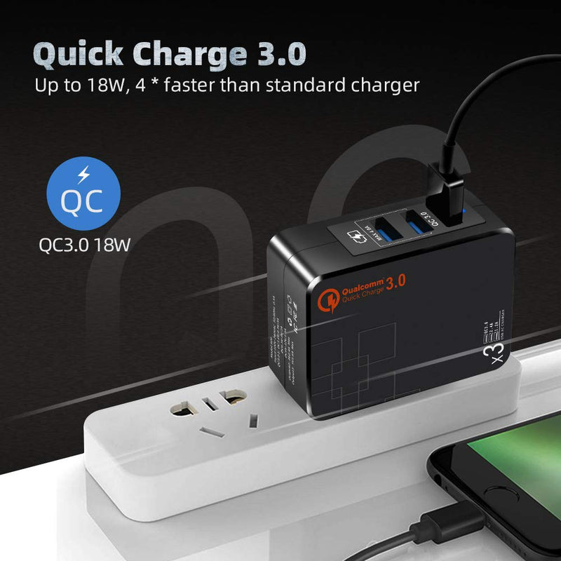 [Australia - AusPower] - USB Wall Charger 38W Quick Charge 3.0,USB Power Adapter with Dual Ports(5V/2.4A) Foldable Plugs,110-240V Compatible with iPhone Xs/XR/X/8/7Plus, iPad Pro/Air 2/Mini 2 Galaxy9/8/, Note9/8 LG black 