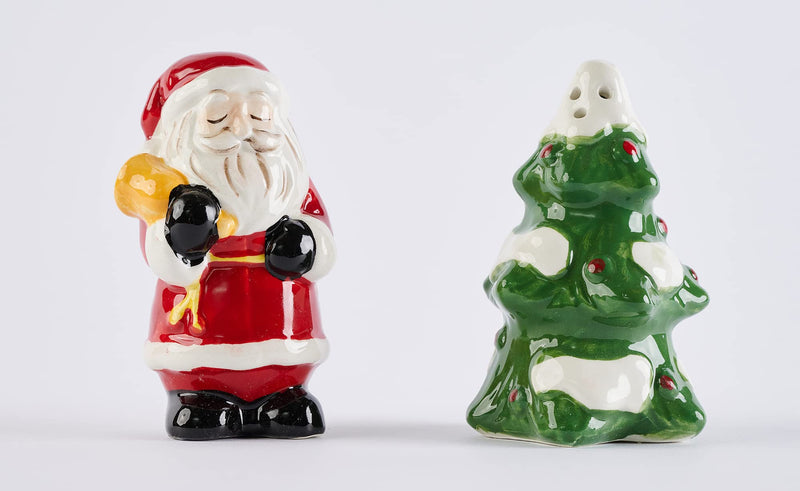 [Australia - AusPower] - Mud Pie Christmas Tree and Santa Salt & Pepper Shaker Set, 3.5" x 5" 