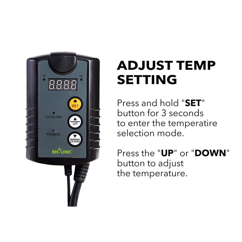 [Australia - AusPower] - BN-LINK Digital Cooling Thermostat Controller for Cooling Device Circulation Box Fans 40-108F 8.3A 1000W 