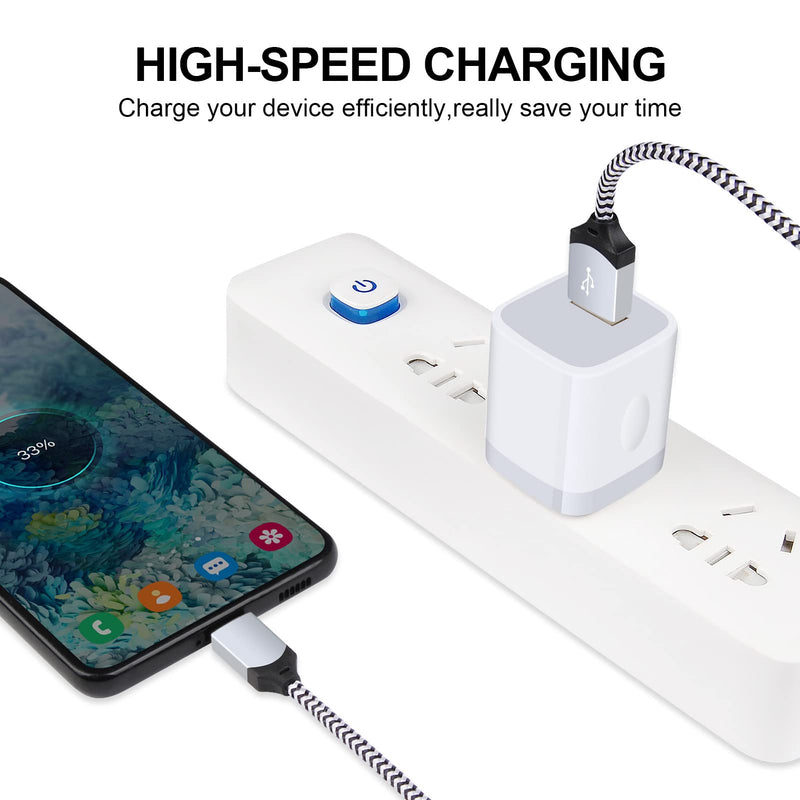 [Australia - AusPower] - Type C Fast Wall Charger Adapter Plug with 2PC 6ft USB C Cable Cord for Samsung Galaxy A52s 5G S21 Ultra 5G M52 5G Note20 Ultra 5G/A72 A51 A31 A12,Google Pixel 5/5XL/4XL,Charging Block Cube Box 