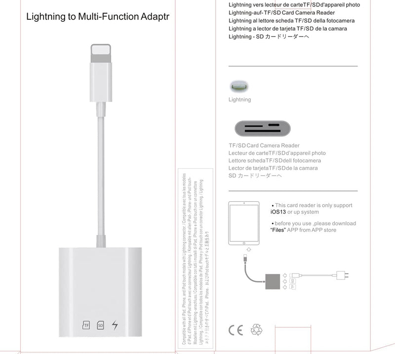 [Australia - AusPower] - CARD READER Lightning to Multi Function Adaptor SD Card and Micro SD Solar Sells Product Guarantee 