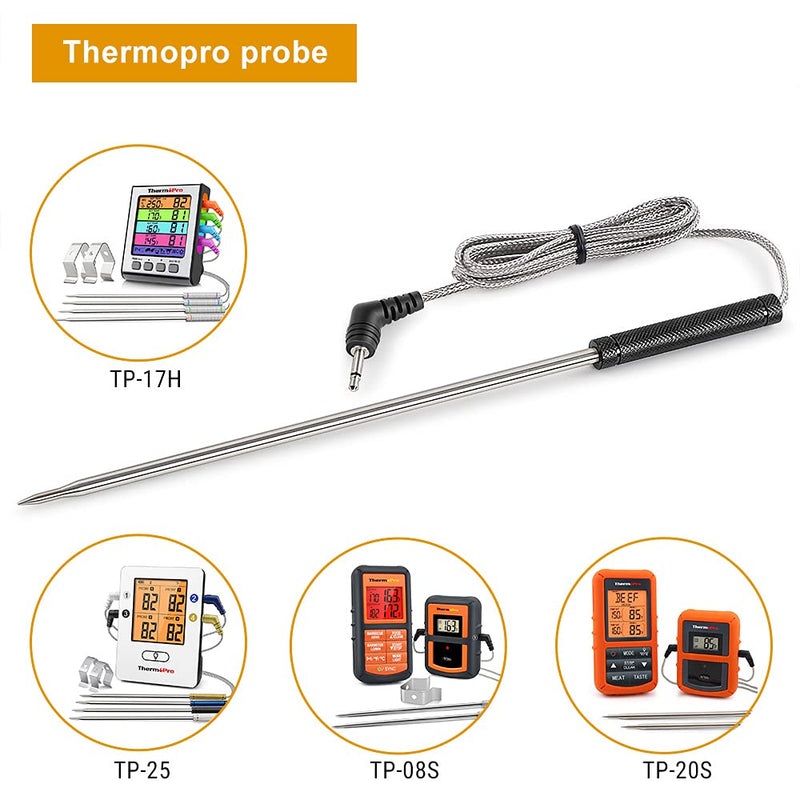 [Australia - AusPower] - Official ThermoPro Stainless Steel Probe Replacement Stainless Meat Probe for TP25,TP27 (Black) Black 