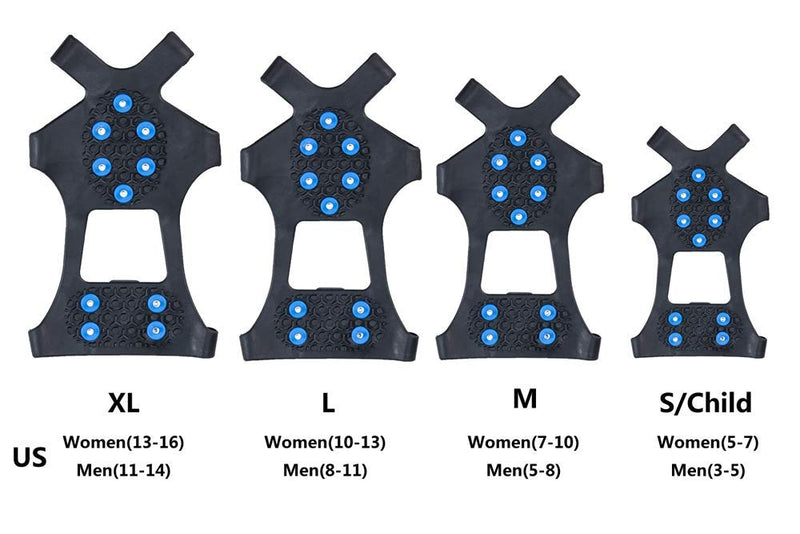 [Australia - AusPower] - willceal Ice Cleats, Ice Grippers Traction Cleats Shoes and Boots Rubber Snow Shoe Spikes Crampons with 10 Steel Studs Cleats Prevent Outdoor Activities from Wrestling Blue Large 