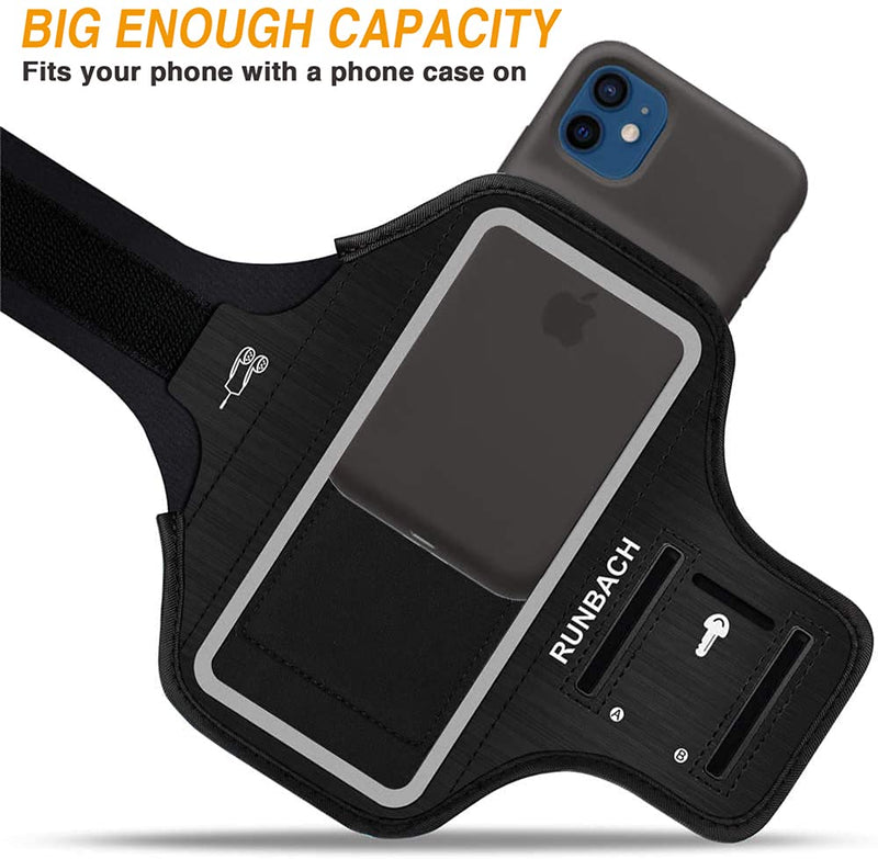 [Australia - AusPower] - RUNBACH Sport Armband for iPhone 13,12,11, XR ,Sweatproof Running Exercise Bag with Fingerprint Touch and Card Slot for iPhone 13,13 Pro,12,12 Pro,11,XR 