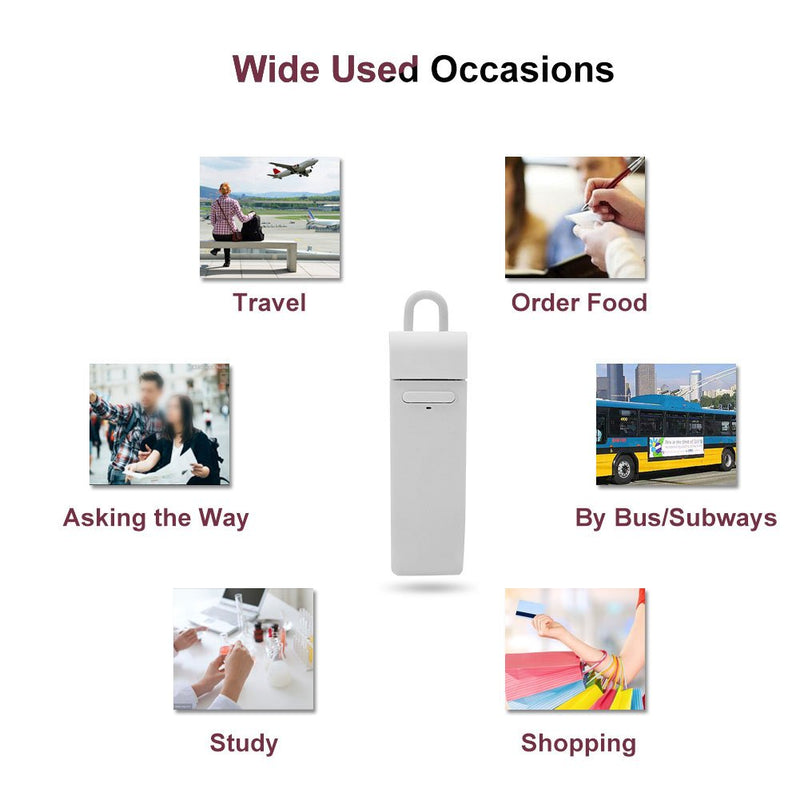 [Australia - AusPower] - Richer-R Instant Smart Translator Device, Portable and Perfect Stereo Headset Smart Multi-Language Translation Bluetooth Wireless in Ear Earpiece Earbuds Earphones for Business Learning Travel(White) White 