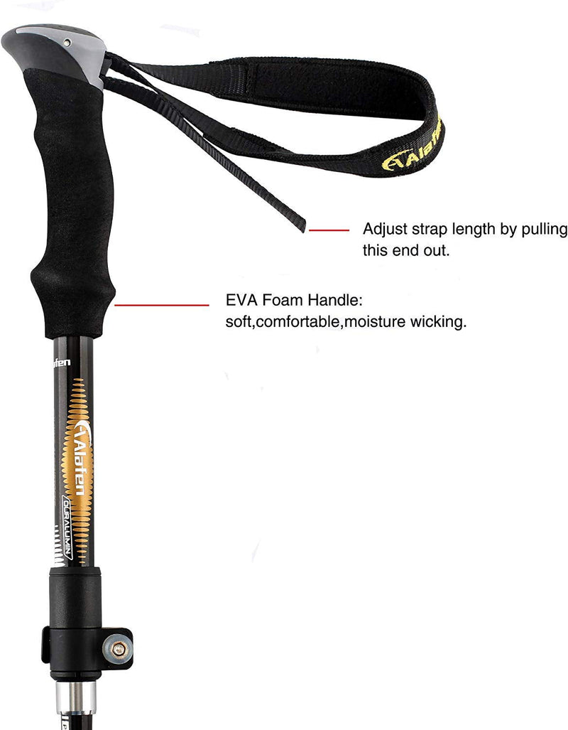 [Australia - AusPower] - A ALAFEN Aluminum Collapsible Ultralight Travel Trekking Hiking Pole for Men and Women A_Black 1 PC(1 Pole) 
