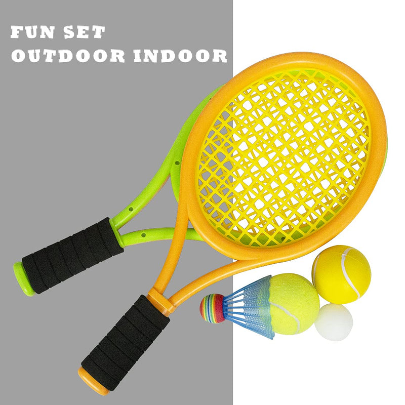 [Australia - AusPower] - STSTECH Kids Tennis Rackets with Carrying Bag,Soft Training Balls and Badminton Birdies,12 in 1 Tennis Racquets Gift Set for Children Outdoor Indoor Sports 