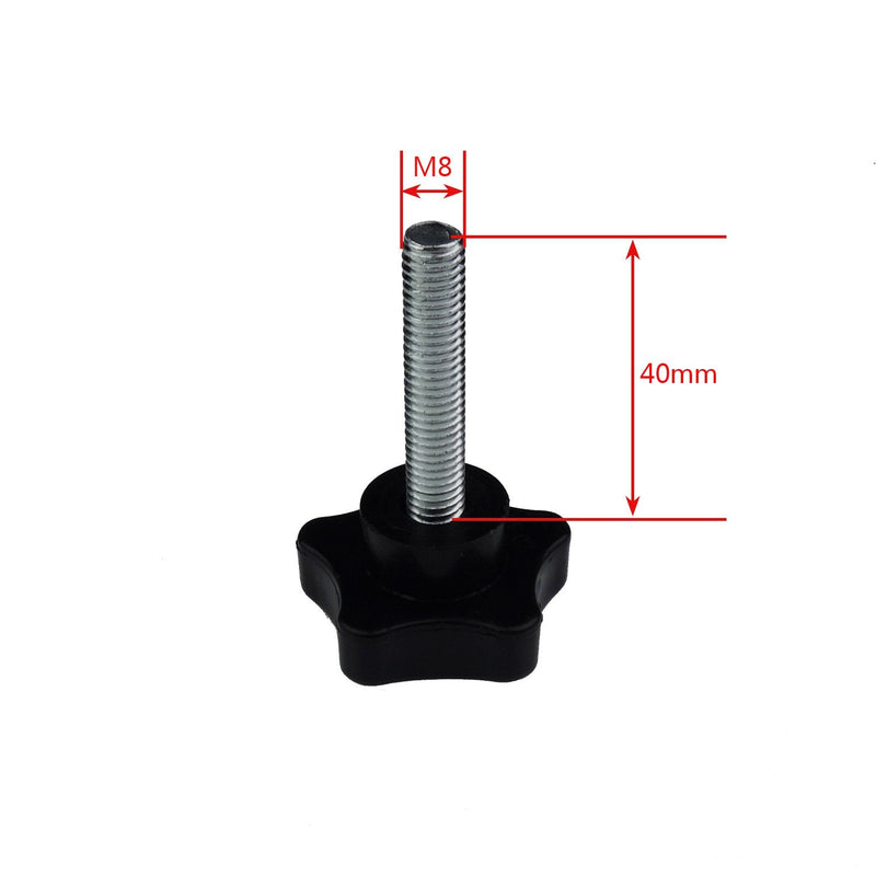 [Australia - AusPower] - Kasteco 2 Pack Black 8mm(M8) x 40mm Thread Replacement Star Hand Knob Tightening Screw 40 mm 