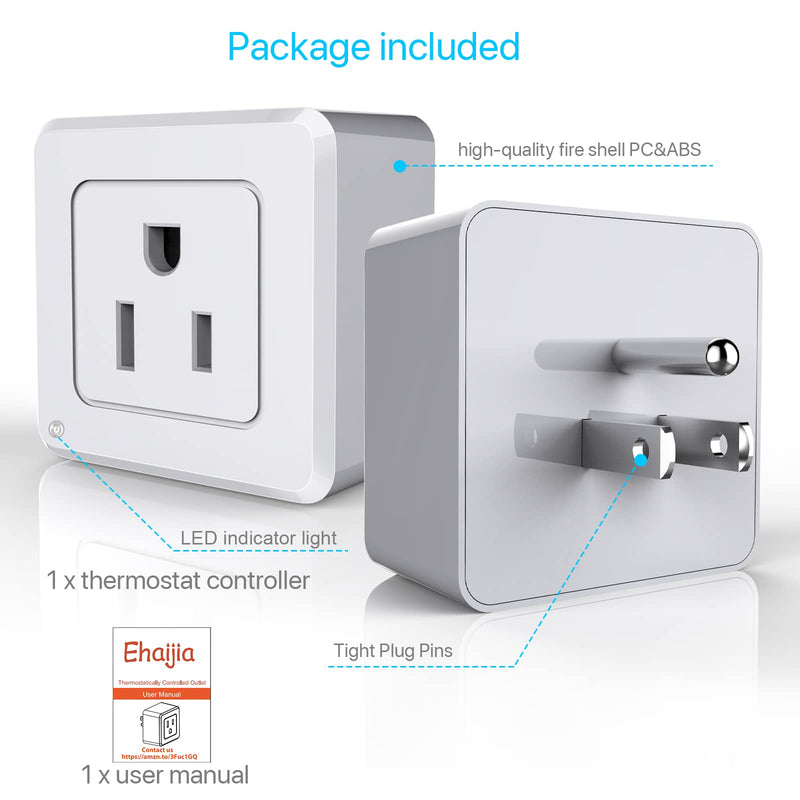 [Australia - AusPower] - Ehaijia Thermostatically Controlled Outlet, Cold Weather Thermo Plug, Automatic Switch On Below 32°F&Off Over 50°F, Free from Turn Heater On by Yourself in Freezing Weather,Save Energy and Effort Single outlet 