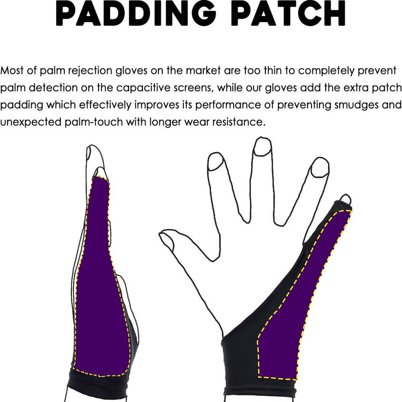 [Australia - AusPower] - AKX Artist Glove XSmall - 2 Pack Palm Rejection Drawing Glove for Graphic Tablet, iPad - Smudge Guard, 1 Finger, Elastic Lycra, Fingerless Glove, Good for Left and Right Hand, Black | AK-010 XS 1 Finger, Black 