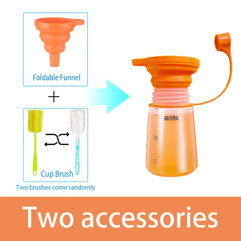 [Australia - AusPower] - TOCKONIMN Condiment Squeeze Squirt Bottles for Sauces Plastic - (2pcs, 6oz) Ketchup Bottles with Top for Paint Cooking Liquids Sauce Dispenser Kitchen Food Bbq Pancake Drizzle Mustard Icing Clear 2 pcs 6 oz Big Mouth,Orange 