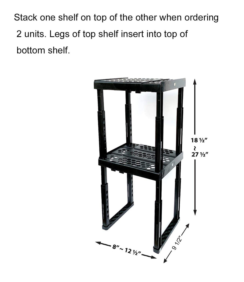 [Australia - AusPower] - Locker Organizer Shelf， Adjustable Width and Height , Ideal Locker for School, Office, and Gym Lockers (Black) Black 
