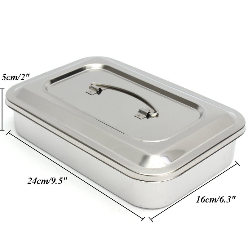 [Australia - AusPower] - Stainless Steel Instrument Tray Organizer Holder with Lid & Handle Grip 