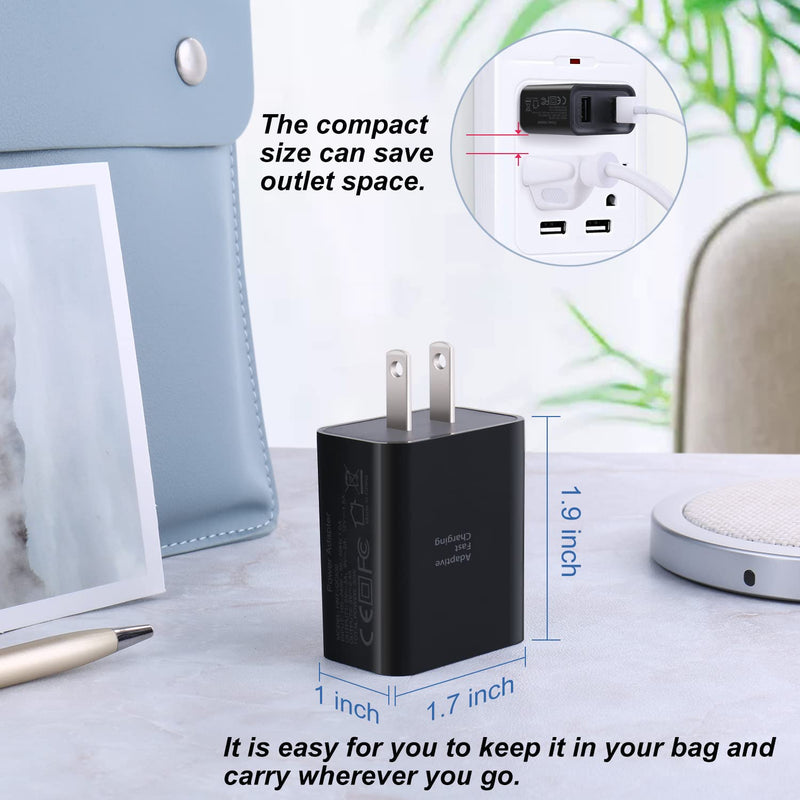 [Australia - AusPower] - Dual USB Wall Charger, Costyle 3 Pack 30W 2 Ports Adaptive Fast Charging Block (Quick Charger 3.0 & 5V 2.4A) Wall Plug Compatible iPhone 11 XS Max, Samsung Galaxy S10 S9 S8,Note 8 9 10,Pixel (Black) Black 