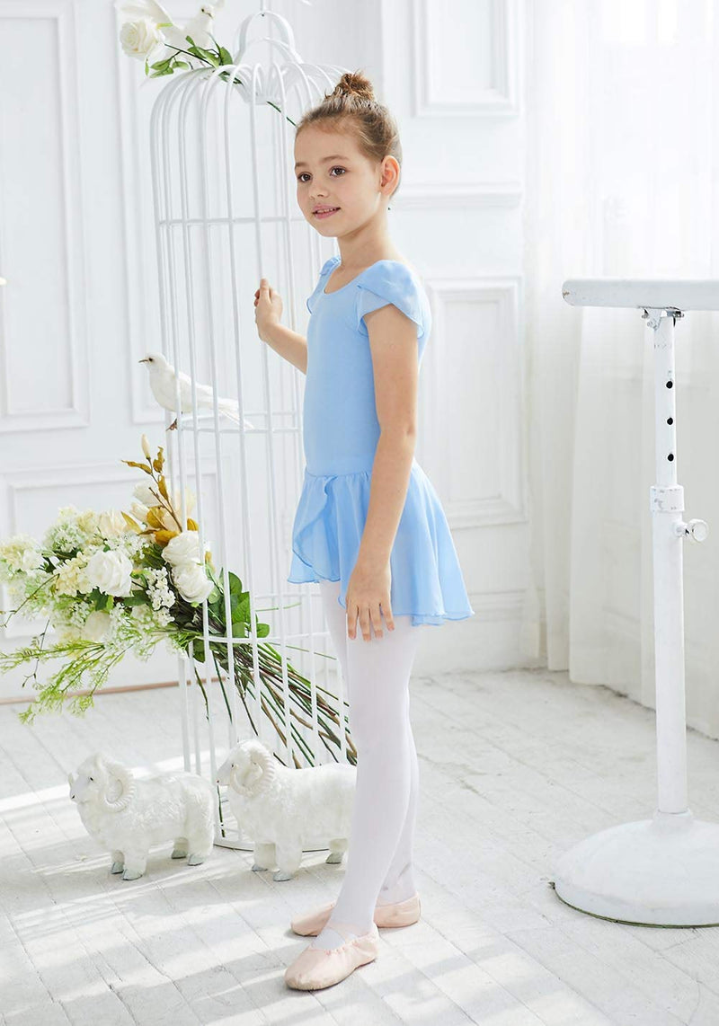 [Australia - AusPower] - MdnMd Petal Flutter Sleeve Skirted Ballet Dance Leotard for Toddler Girls Ballerina Dress Outfit W5 - Blue (Petal) 10-12 Years 